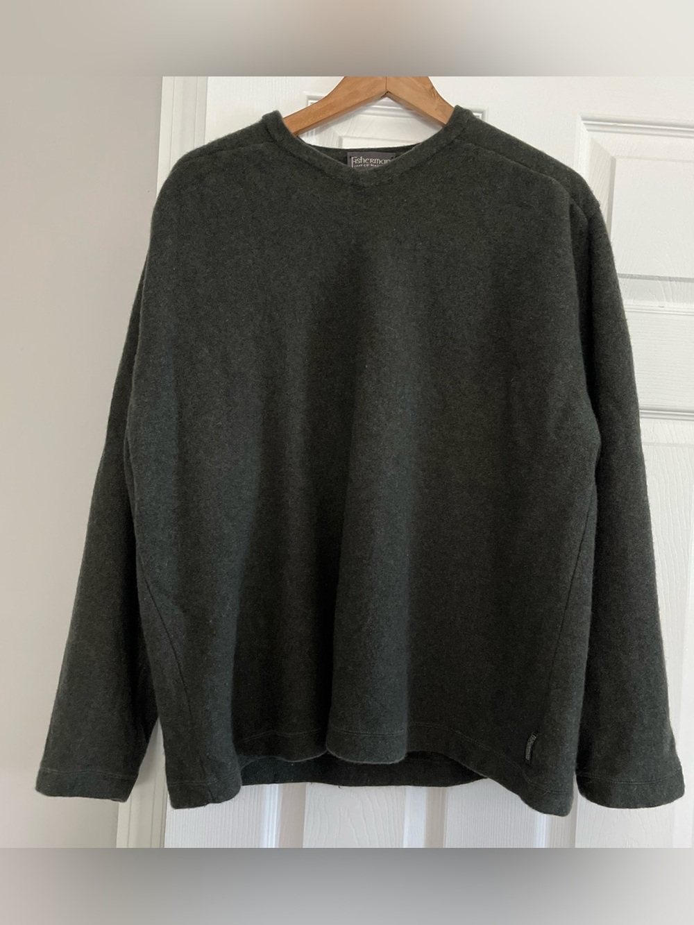 Fisherman Out Of Ireland Green Crewneck 100% Wool knit pull over Sweater